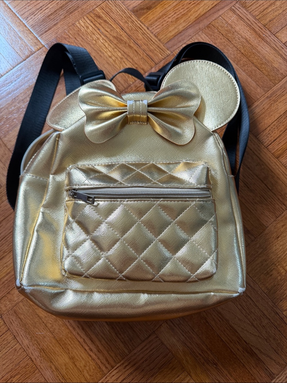 Kids Gold Quilted Mini Backpack with Bow and Ear Accents